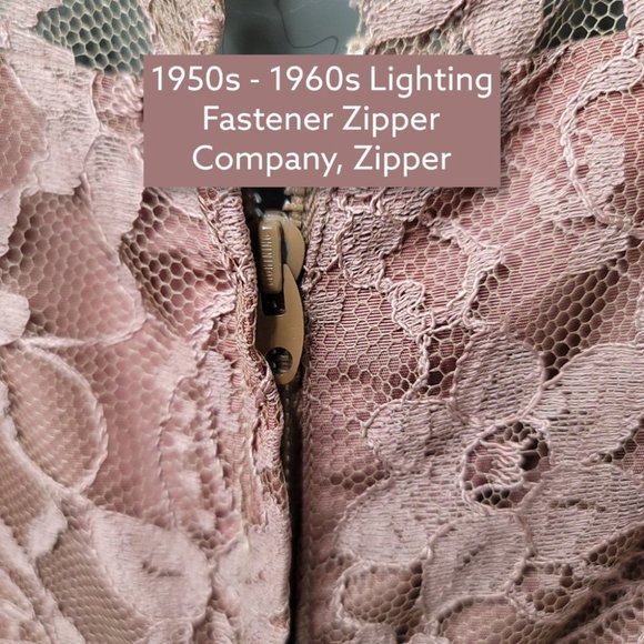 Vintage 1950s - 1970s Women's Pink Blush Mauve Lace Overlay Dress Size Medium - Picture 5 of 7
